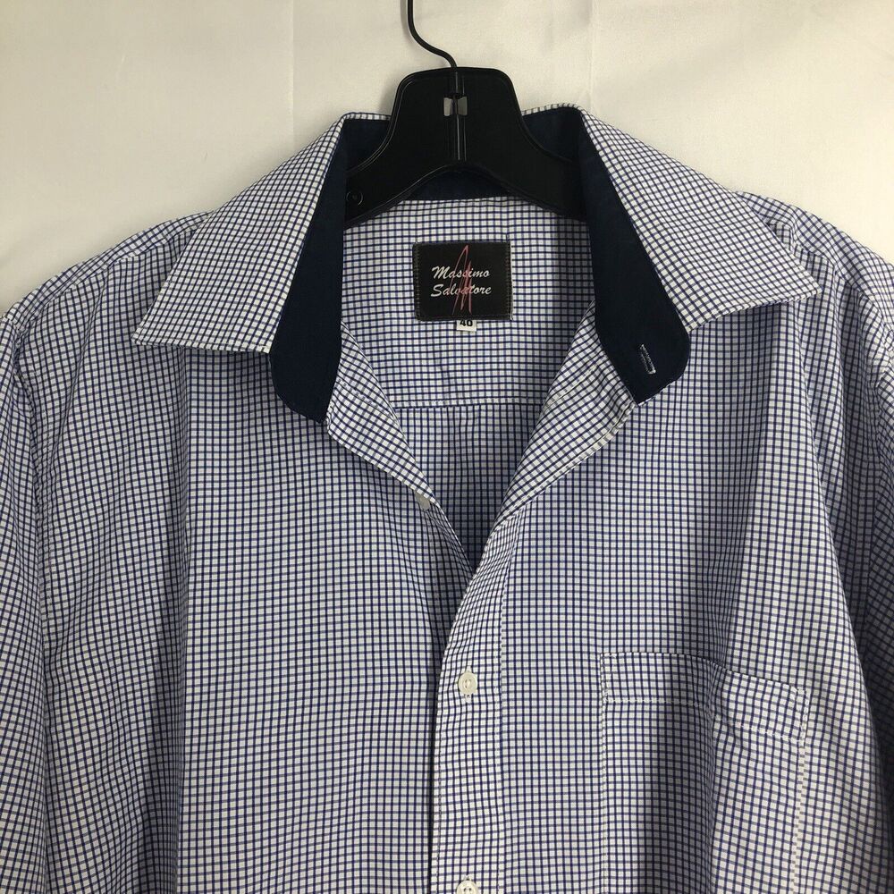 Massimo Salvatore Men's Dress Shirt Sz 40 Plaid Check Cotton Button Up